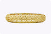 6.64 Carat Total Round Diamond in Floral Design Bangle Bracelet in Yellow Gold