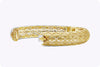 6.64 Carat Total Round Diamond in Floral Design Bangle Bracelet in Yellow Gold