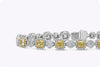 6.94 Carat Total Cushion Cut Fancy Yellow Diamond Halo Bracelet in Two-Tone Gold