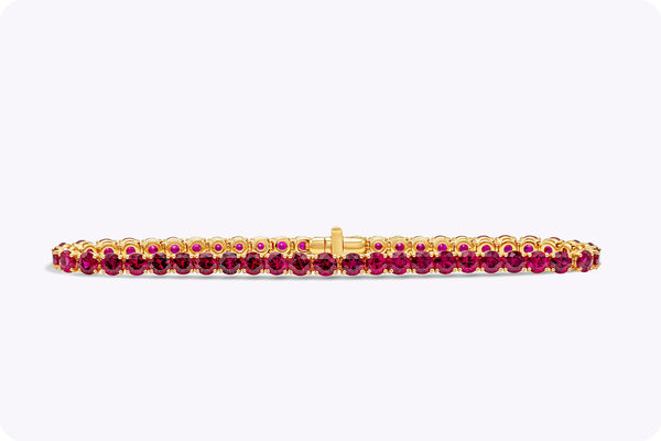 9.39 Carat Total Brilliant Round Cut Burmese Ruby Tennis Bracelet in Rose Gold