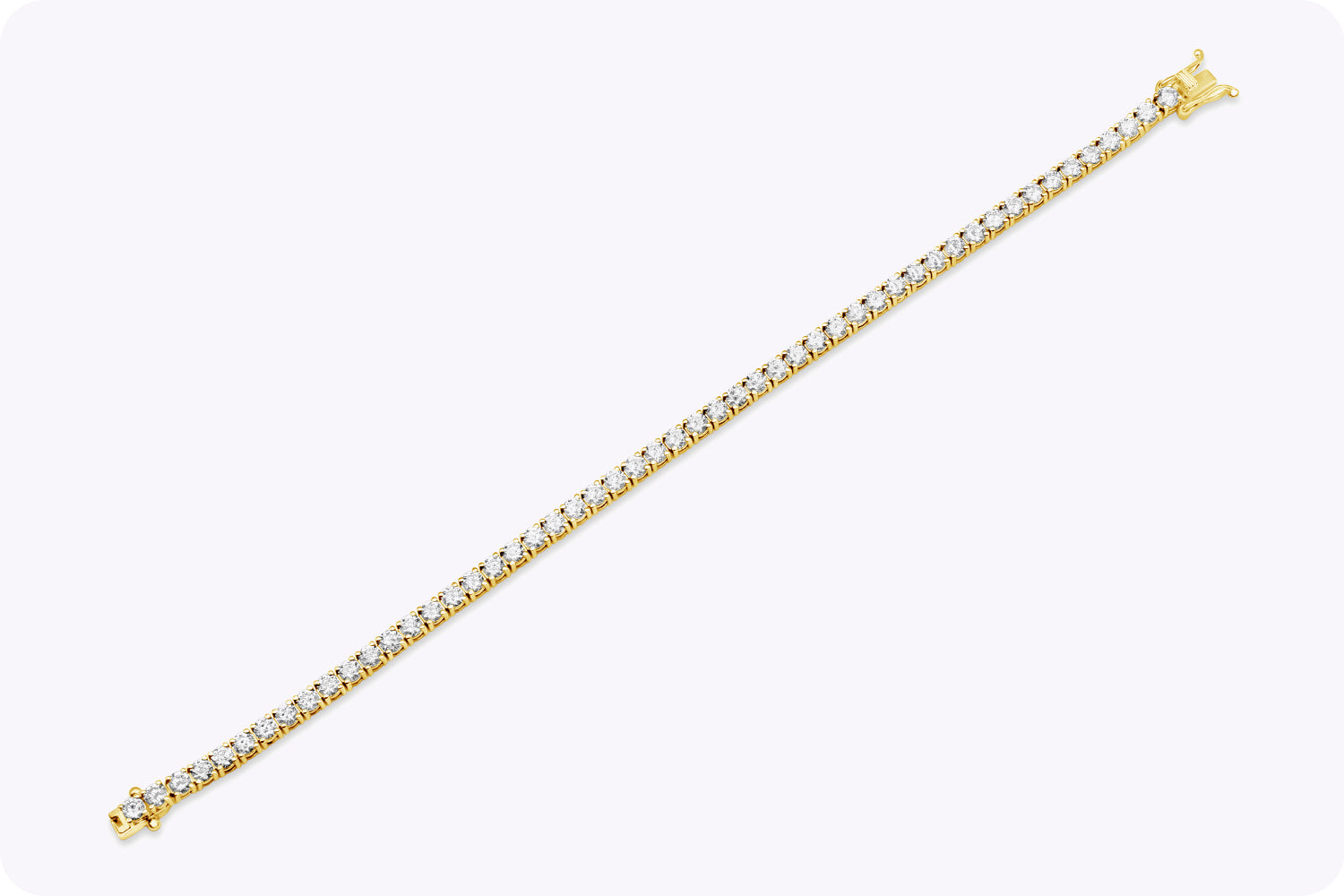 5.78 Carat Total Brilliant Round Diamond Classic Tennis Bracelet in Yellow Gold