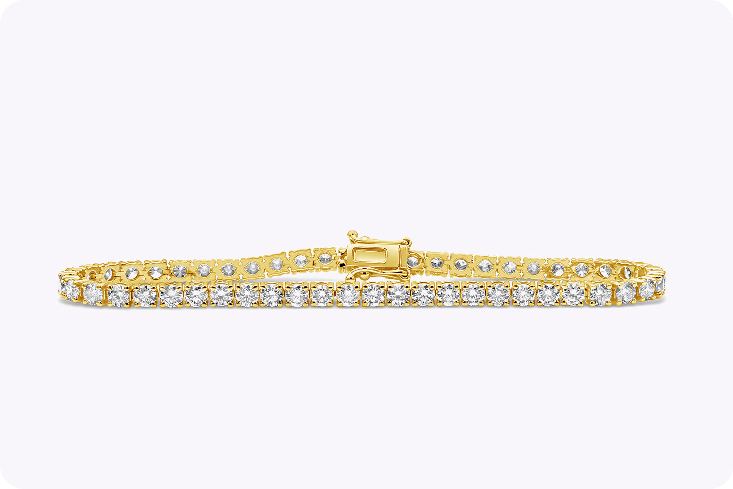 5.78 Carat Total Brilliant Round Diamond Classic Tennis Bracelet in Yellow Gold