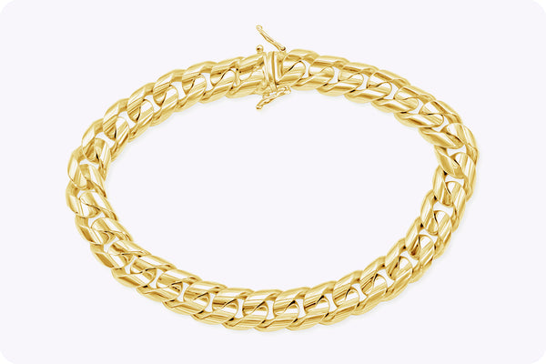 18 Karat Yellow Gold Cuban Link Chain Bracelet