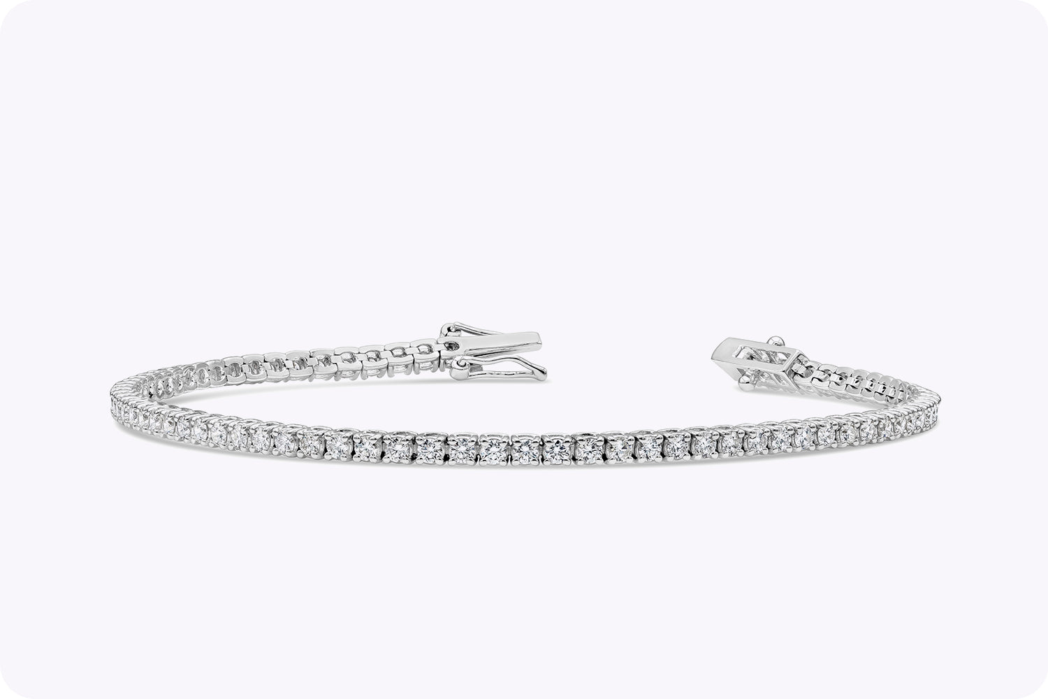 2.06 Carat Total Round Brilliant Cut Diamond Tennis Bracelet in White Gold