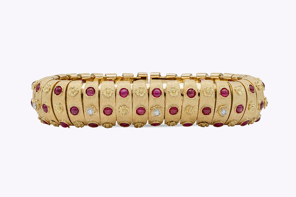 Van Cleef & Arpels Vintage Ruby and Diamond Yellow Gold Bracelet