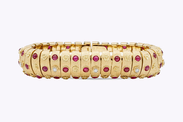 Van Cleef & Arpels Vintage Ruby and Diamond Yellow Gold Bracelet