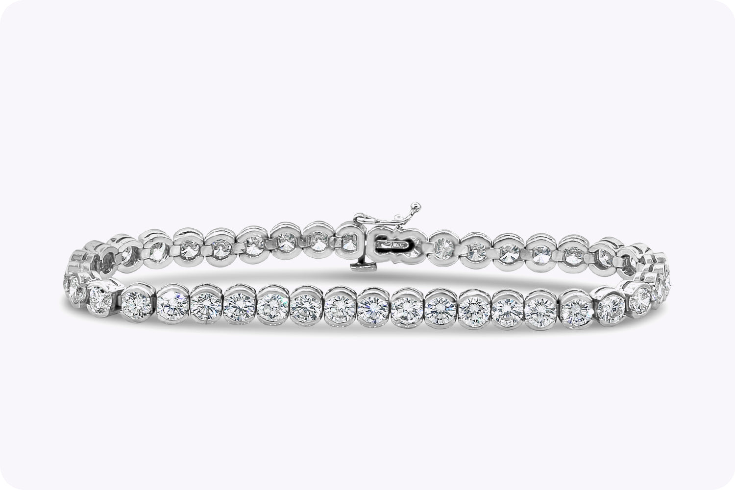 10.10 Carat Total Round Diamond Half-Bezel Tennis Bracelet in Platinum