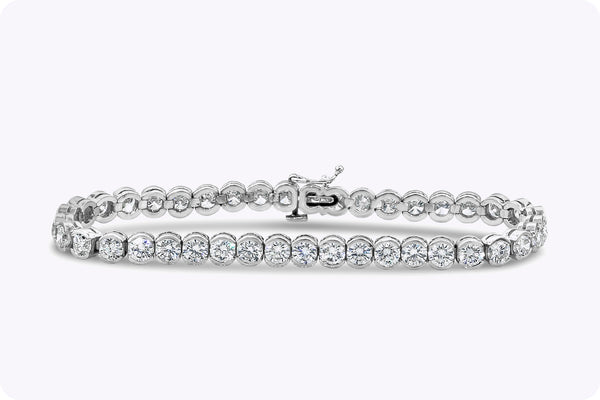 10.10 Carat Total Round Diamond Half-Bezel Tennis Bracelet in Platinum