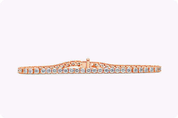 5.20 Carat Total Brilliant Round Diamond Tennis Bracelet in Rose Gold