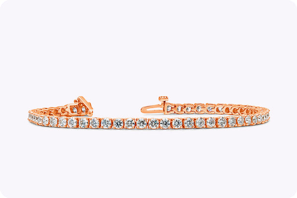 5.20 Carat Total Brilliant Round Diamond Tennis Bracelet in Rose Gold