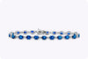 12.56 Carats Total Oval Cut Blue Sapphire & Diamond Tennis Bracelet in White Gold