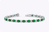 5.33 Carats Total Oval Cut Green Emerald & Diamond Tennis Bracelet in White Gold