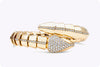 1.74 Carats Total Round Brilliant Diamond Serpentine Bangle in Yellow Gold