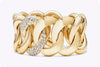 2.25 Carats Total Round Brilliant Cut Diamond Large Cuff Bracelet in Yellow Gold