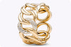 2.25 Carats Total Round Cut Diamond Open-Work Yellow Gold Large Bangle Bracelet