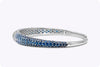 10.05 Carats Total Brilliant Round Cut Blue Sapphire & Diamond Bangle Bracelet in White Gold