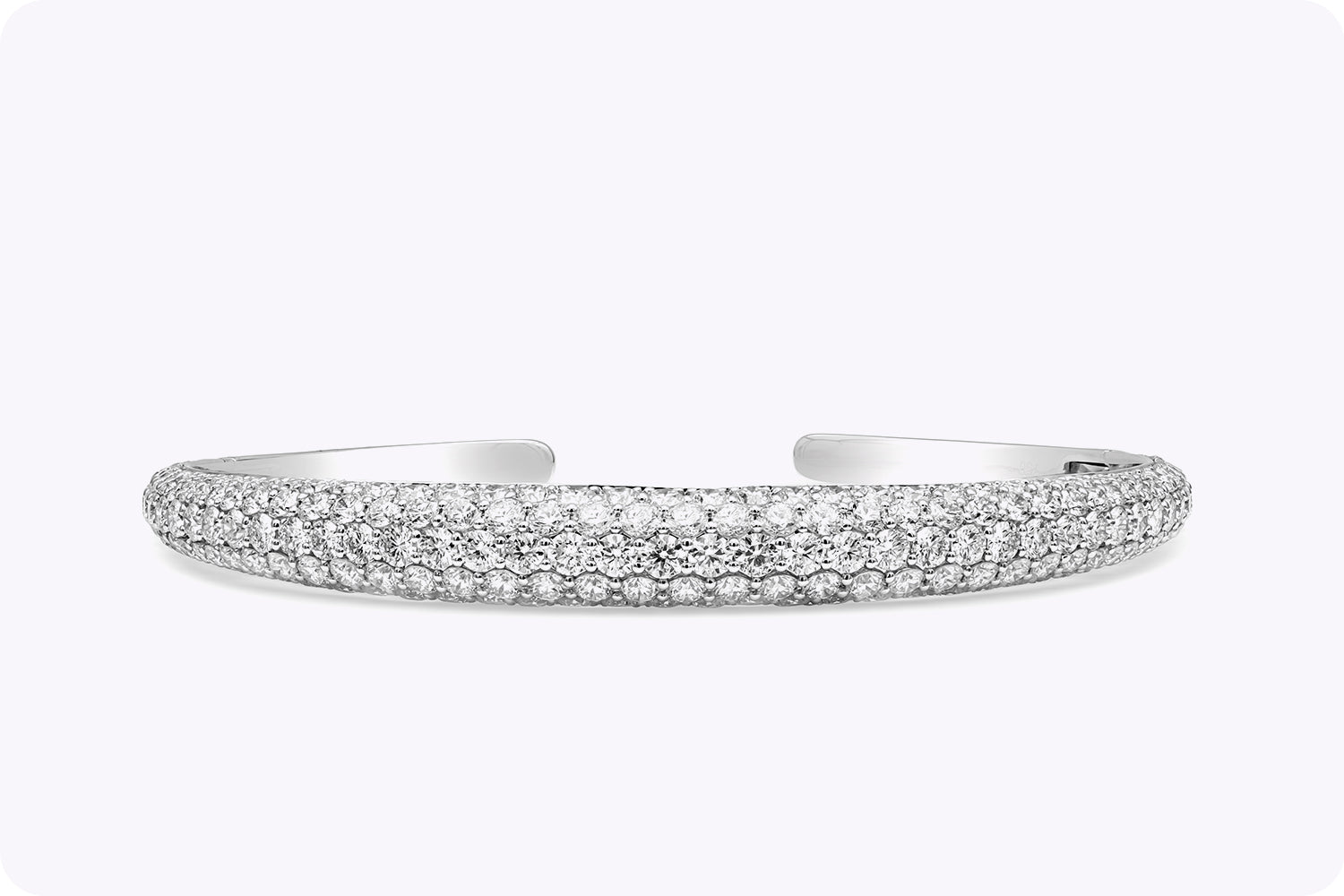 8.05 Carat Total Round Brilliant Diamond Cuff Bangle Bracelet in White Gold