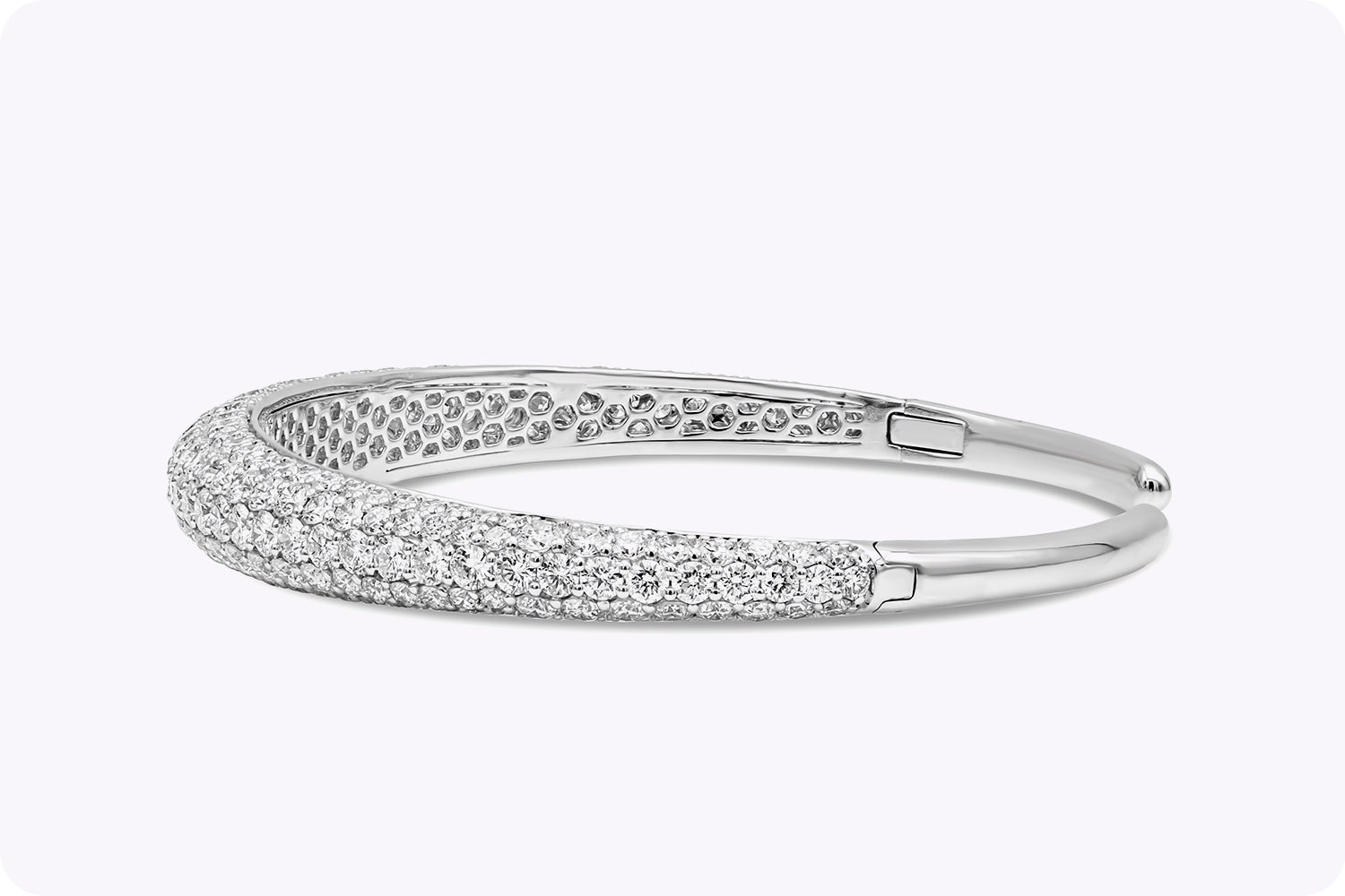 8.05 Carat Total Round Brilliant Diamond Cuff Bangle Bracelet in White Gold