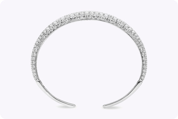 8.05 Carat Total Round Brilliant Diamond Cuff Bangle Bracelet in White Gold