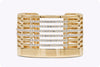 6.69 Carats Total Round Diamond Open-Work Yellow Gold Large Cuff Bangle Bracelet
