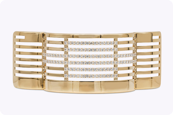 6.69 Carats Total Round Brilliant Diamond Cuff Bangle in Yellow Gold