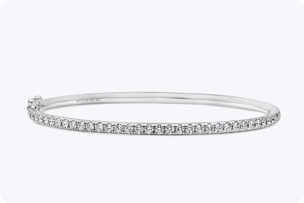 1.02 Carats Total Brilliant Round Cut Diamond Bangle in White Gold