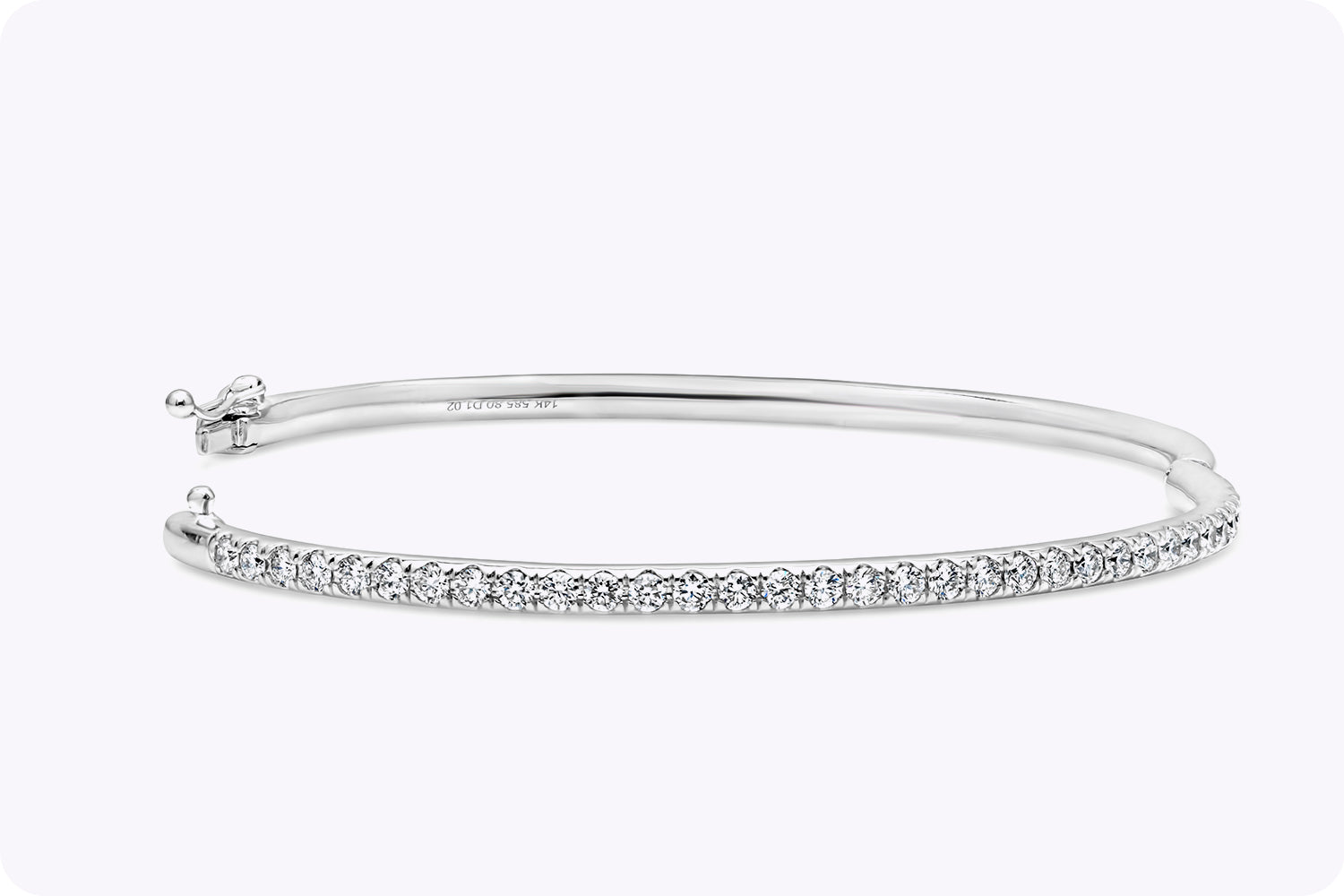 1.02 Carats Total Brilliant Round Cut Diamond Bangle in White Gold