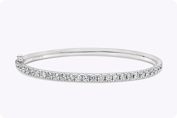 2.02 Carat Total Round Brilliant Cut Diamond Small Bangle Bracelet in White Gold