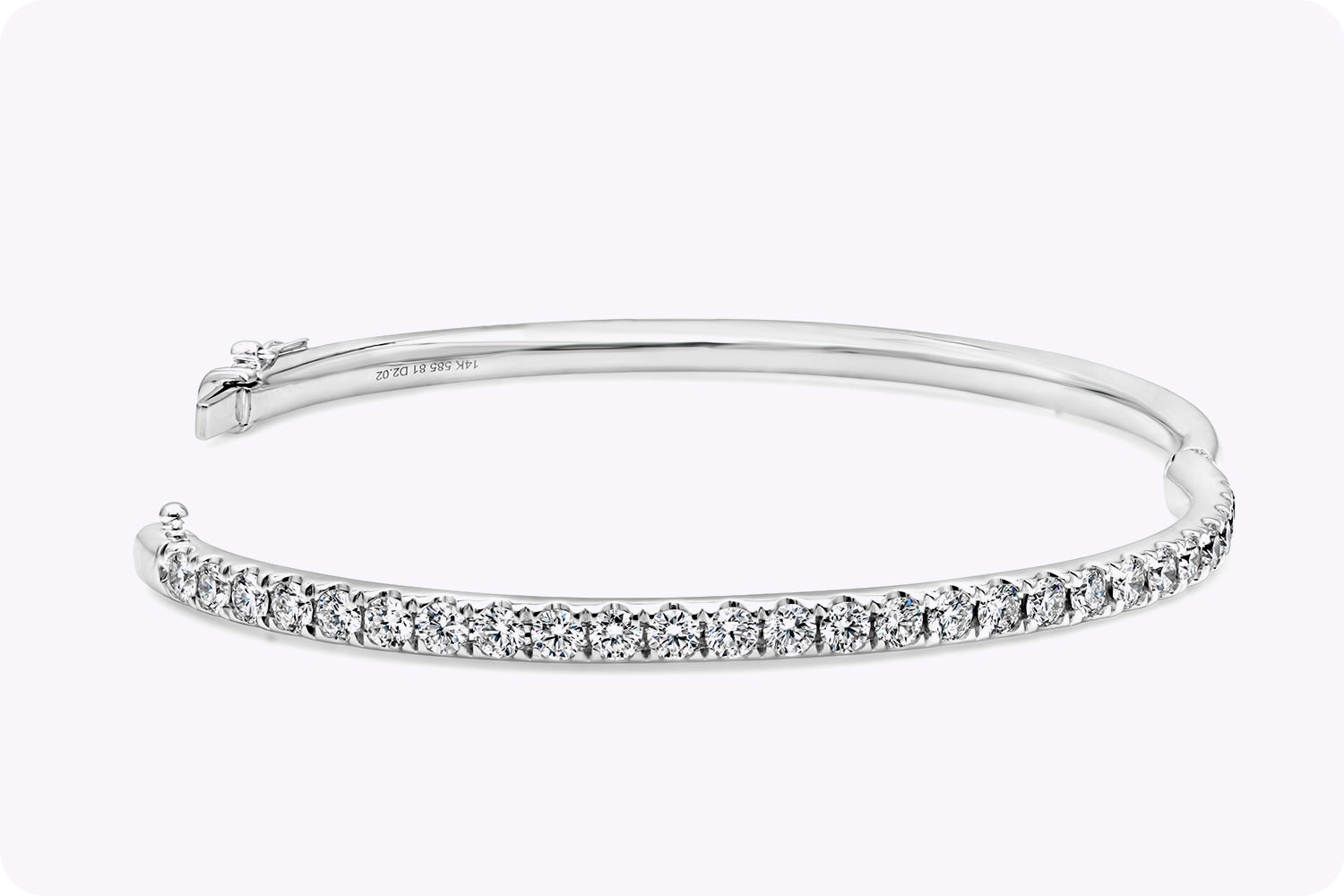 2.02 Carat Total Round Brilliant Cut Diamond Small Bangle Bracelet in White Gold