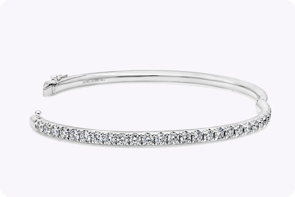 2.02 CaratsTotal Brilliant Round Cut Diamond Bangle in White Gold