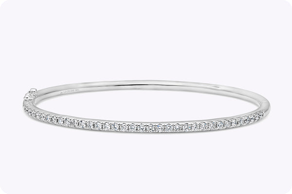 1.10 Carats Total Brilliant Round Cut Diamond Bangle in White Gold