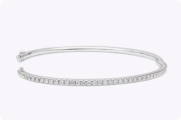 1.10 Carat Total Round Brilliant Cut Diamond Large Bangle Bracelet in White Gold