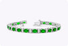 8.48 Carats Total Oval Cut Emerald Tennis Bracelet with Diamonds in White Gold