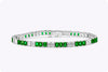 11.36 Carats Total Emerald Cut Alternating Emerald & Diamond Tennis Bracelet in White Gold