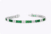 11.36 Carats Total Emerald Cut Alternating Emerald & Diamond Tennis Bracelet in White Gold