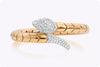 Leo Pizzo Round Cut Diamond Serpentine Bangle Bracelet in White & Yellow Gold