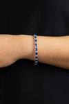 12.83 Carats Total Blue Sapphire & Diamond Tennis Bracelet in White Gold