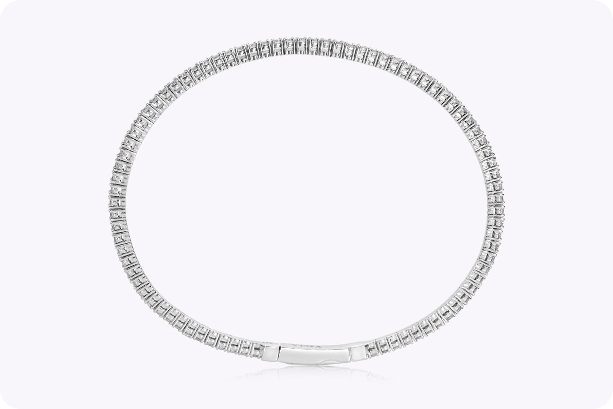 1.75 Carats Total Round Brilliant Cut Diamond Bangle Bracelet in White Gold