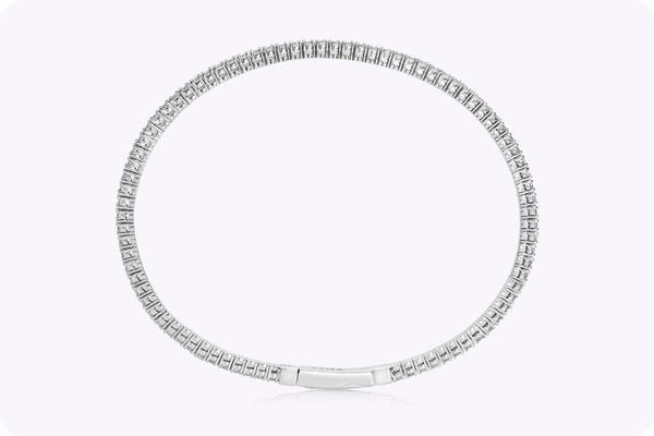 1.75 Carats Total Round Brilliant Cut Diamond Bangle Bracelet in White Gold