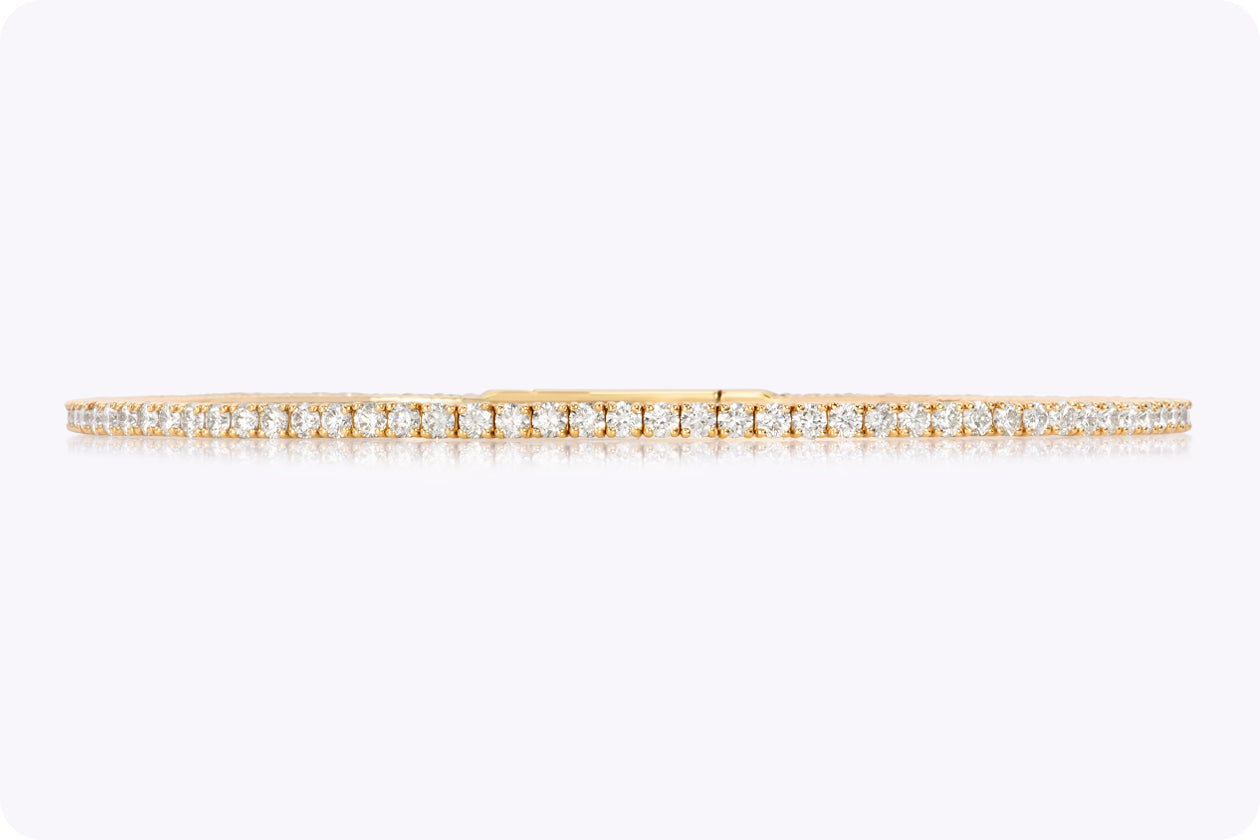 1.75 Carats Total Round Brilliant Cut Diamond Bangle Bracelet in Yellow Gold