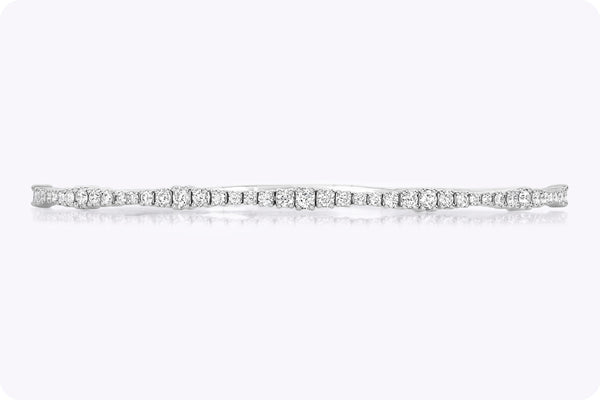 0.80 Carat Total Round Brilliant Cut Diamond Riviera Bangle Bracelet in White Gold