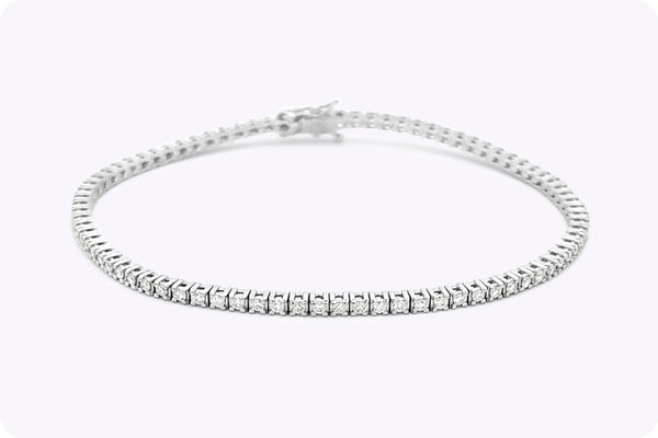 1.08 Carats Total Round Brilliant Cut Diamond Tennis Bracelet in White Gold