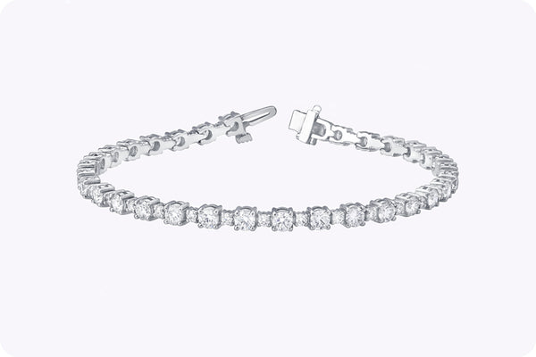 4.53 Carat Total Round Brilliant Cut Diamond Tennis Bracelet in White Gold
