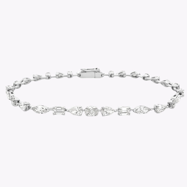 4.26 Carats Total Mixed-Cut Diamond Tennis Bracelet in White Gold