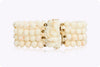 Antique Angel Skin Carved Coral Multi-Strand Bracelet in Yellow Gold