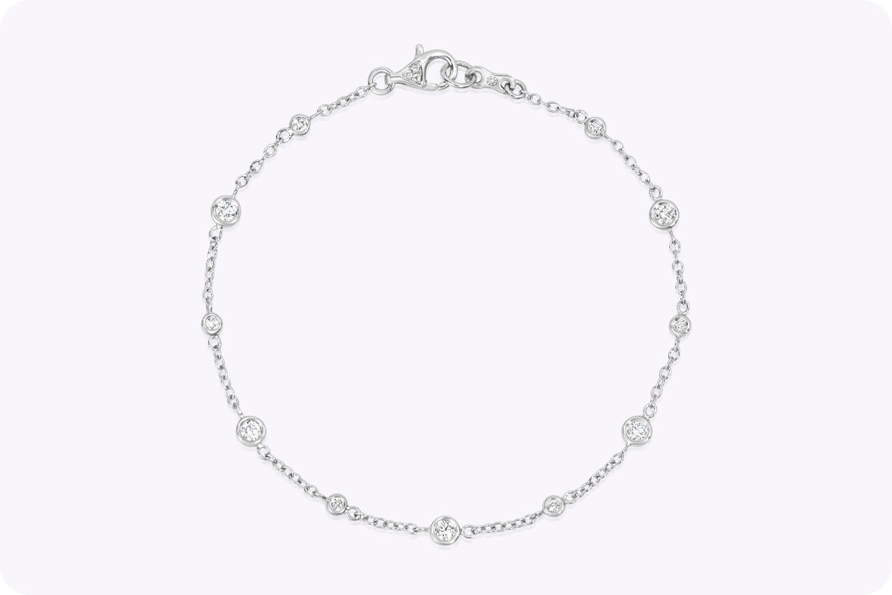 0.40 Carat Total Round Brilliant Cut Diamonds By the Yard Bracelet in White Gold