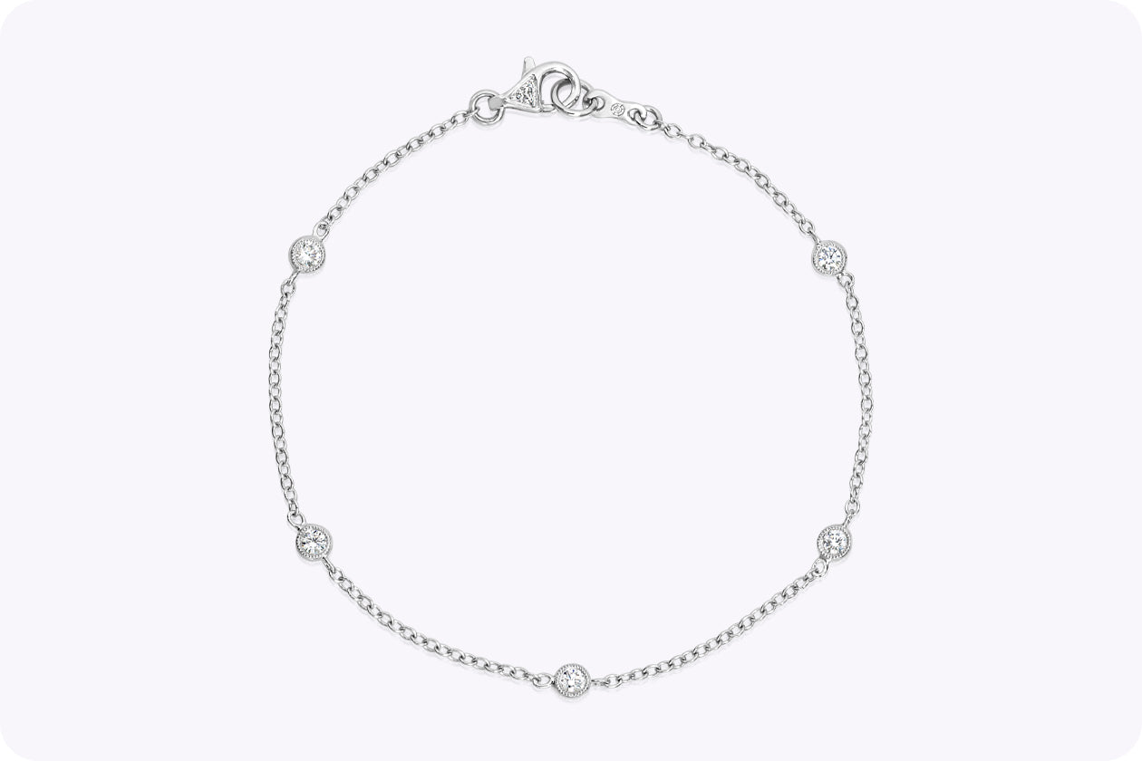 0.26 Carat Total Round Brilliant Cut Diamonds By the Yard Bracelet in White Gold