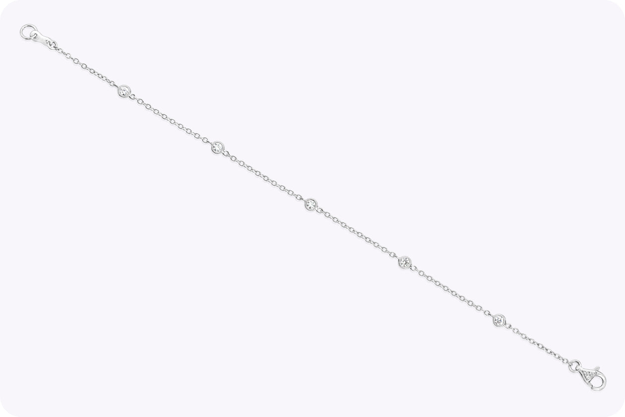 0.26 Carat Total Round Brilliant Cut Diamonds By the Yard Bracelet in White Gold