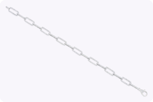 1.55 Carat Total Round Cut Diamond Fashion Link Bracelet in White Gold