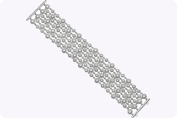 6.58 Carats Total Round Brilliant Cut Diamond Fashion Bracelet in White Gold